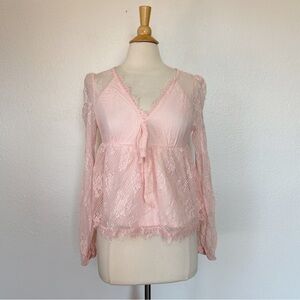 Miami Soft Pastel Pink Lace Babydoll Top